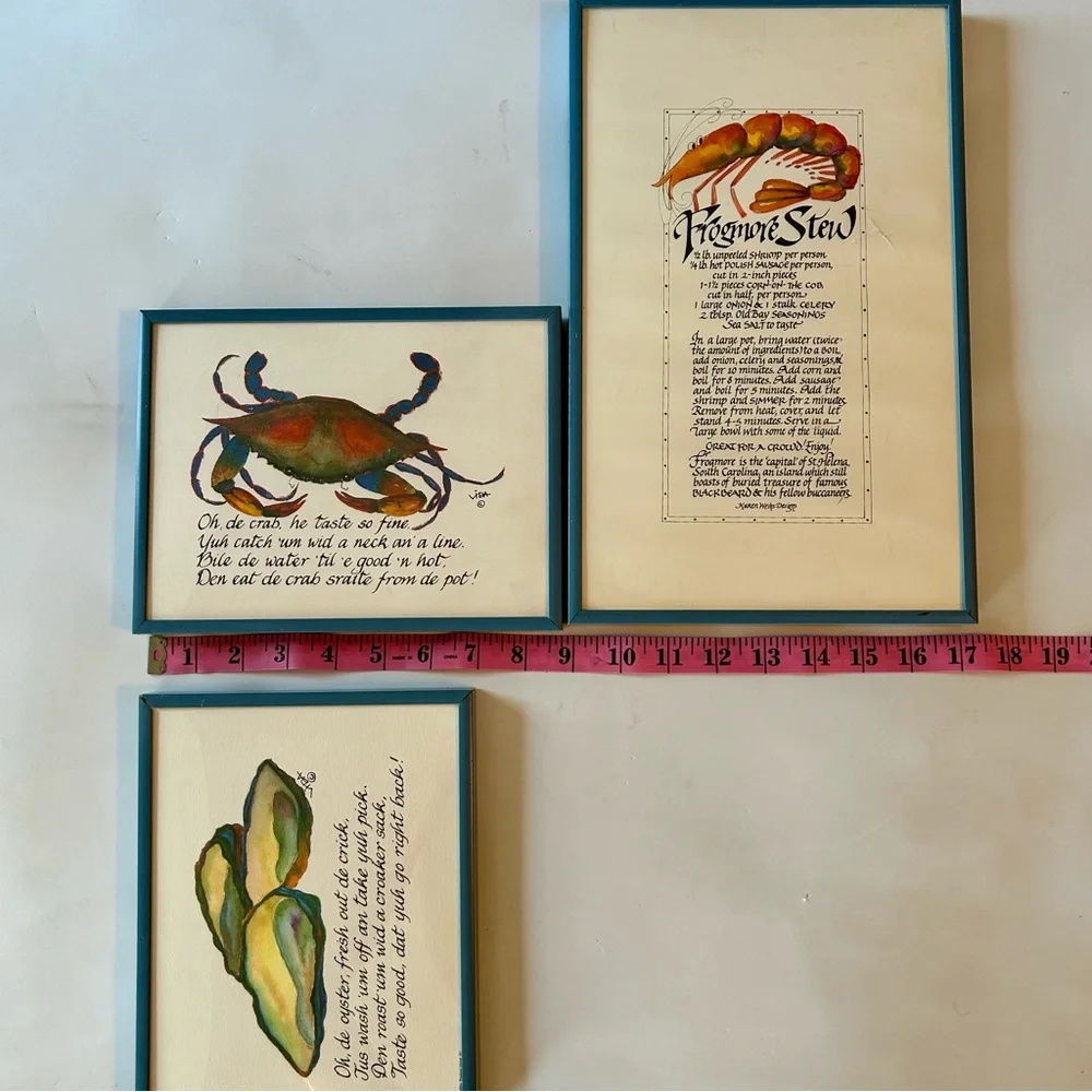 Framed Seafood Art Prints Set
